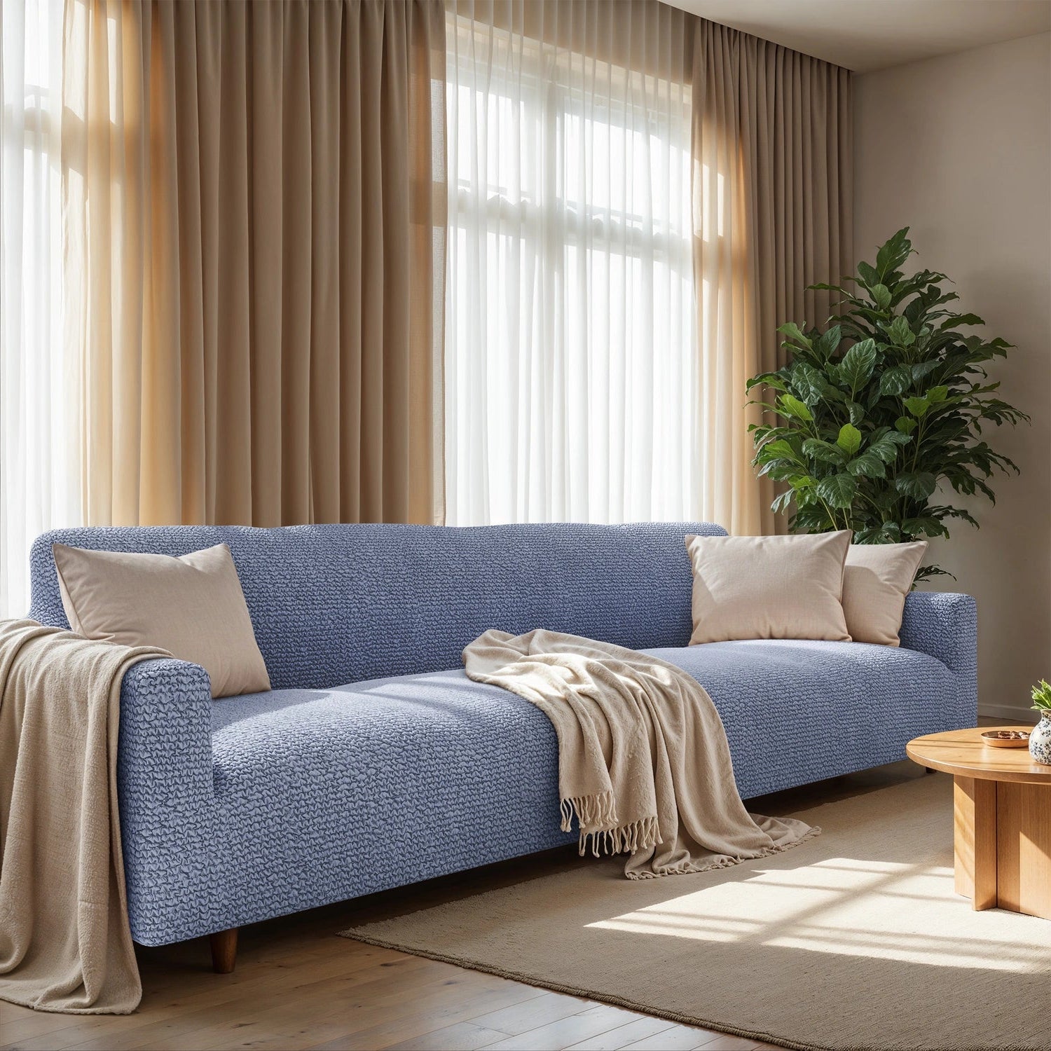 Blue Sofa 4 Seater Slipcover, Microfibra Collection