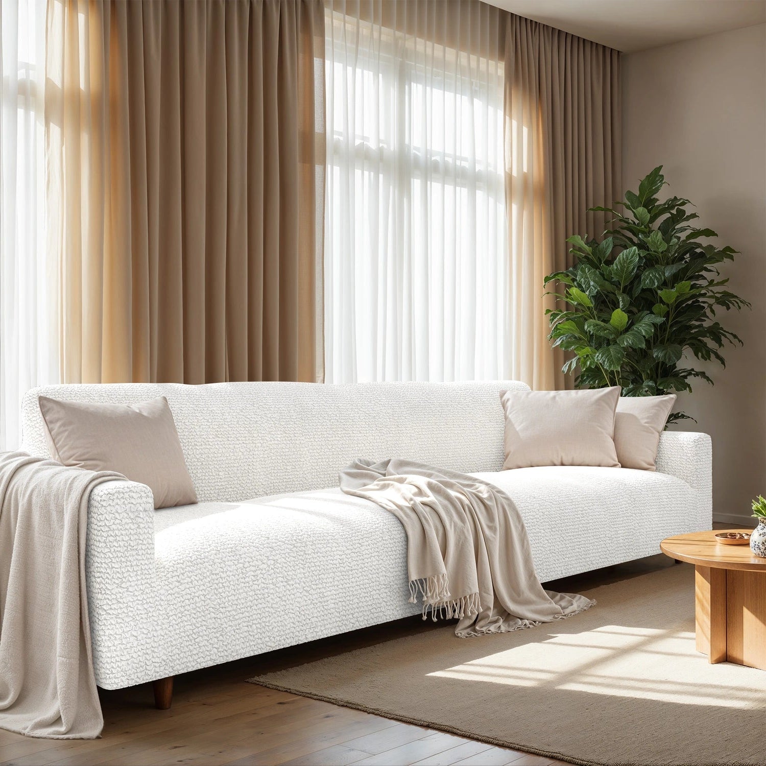 Crisp White Sofa 4 Seater Slipcover, Microfibra Collection