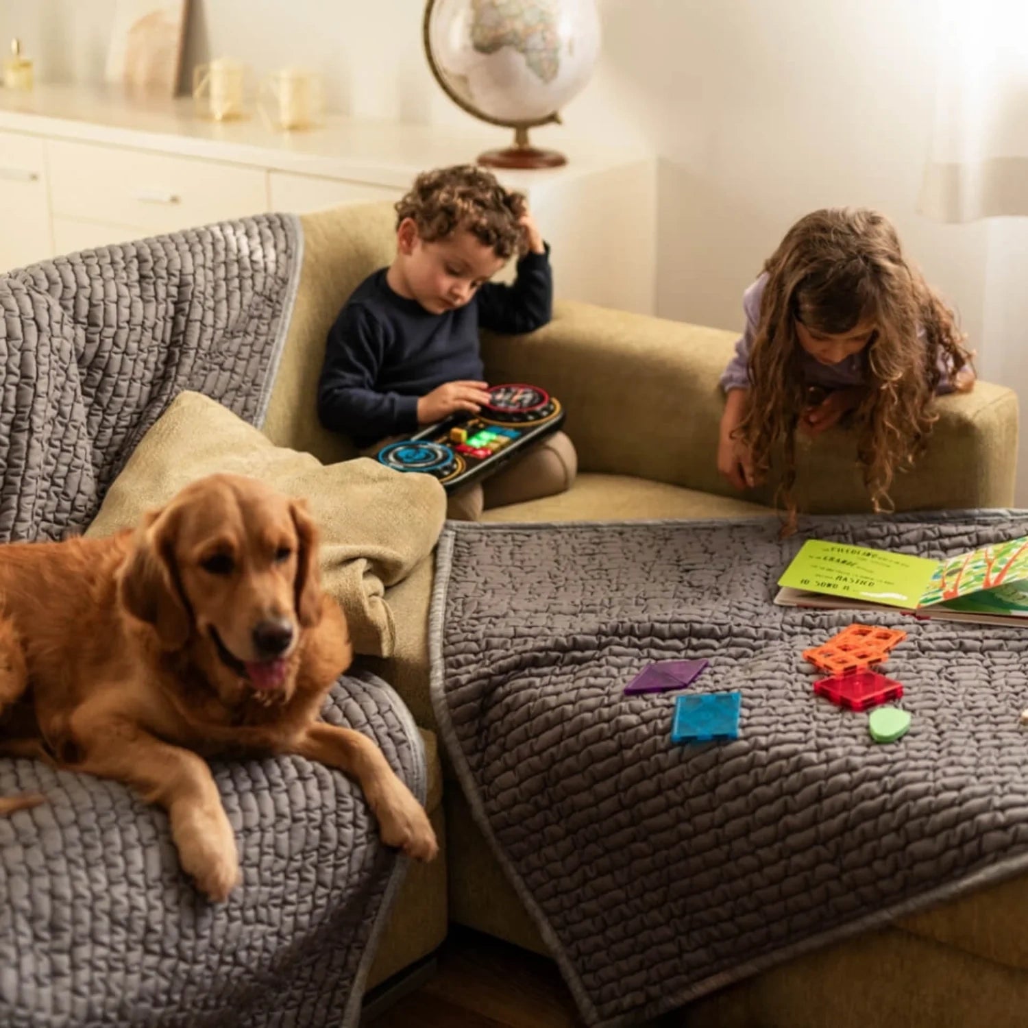 Light Grey Waterproof Dog Blanket Armchair