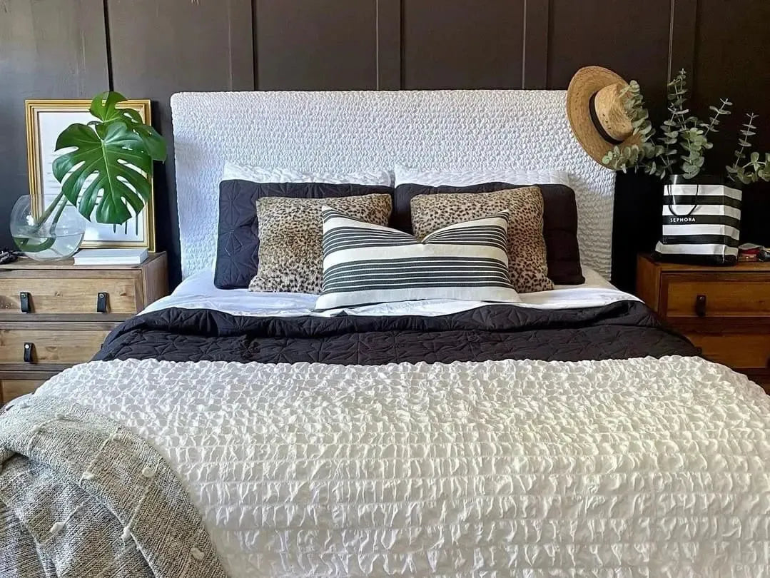 white bed headboard & frame slipover, microfibra collection