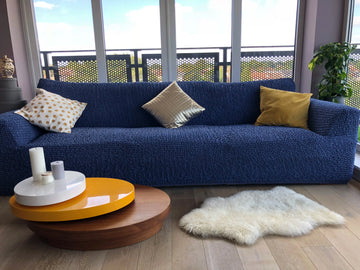 blue microfibra sofa