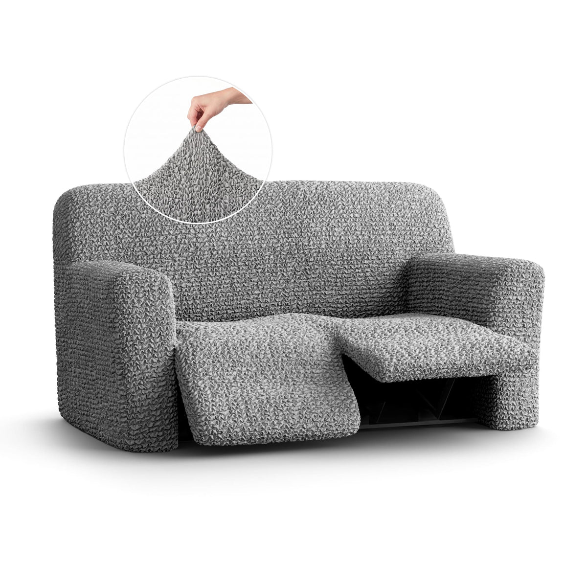 2 Seater Recliner Slipcover, Comfort Collection – Ash, front view | Ash