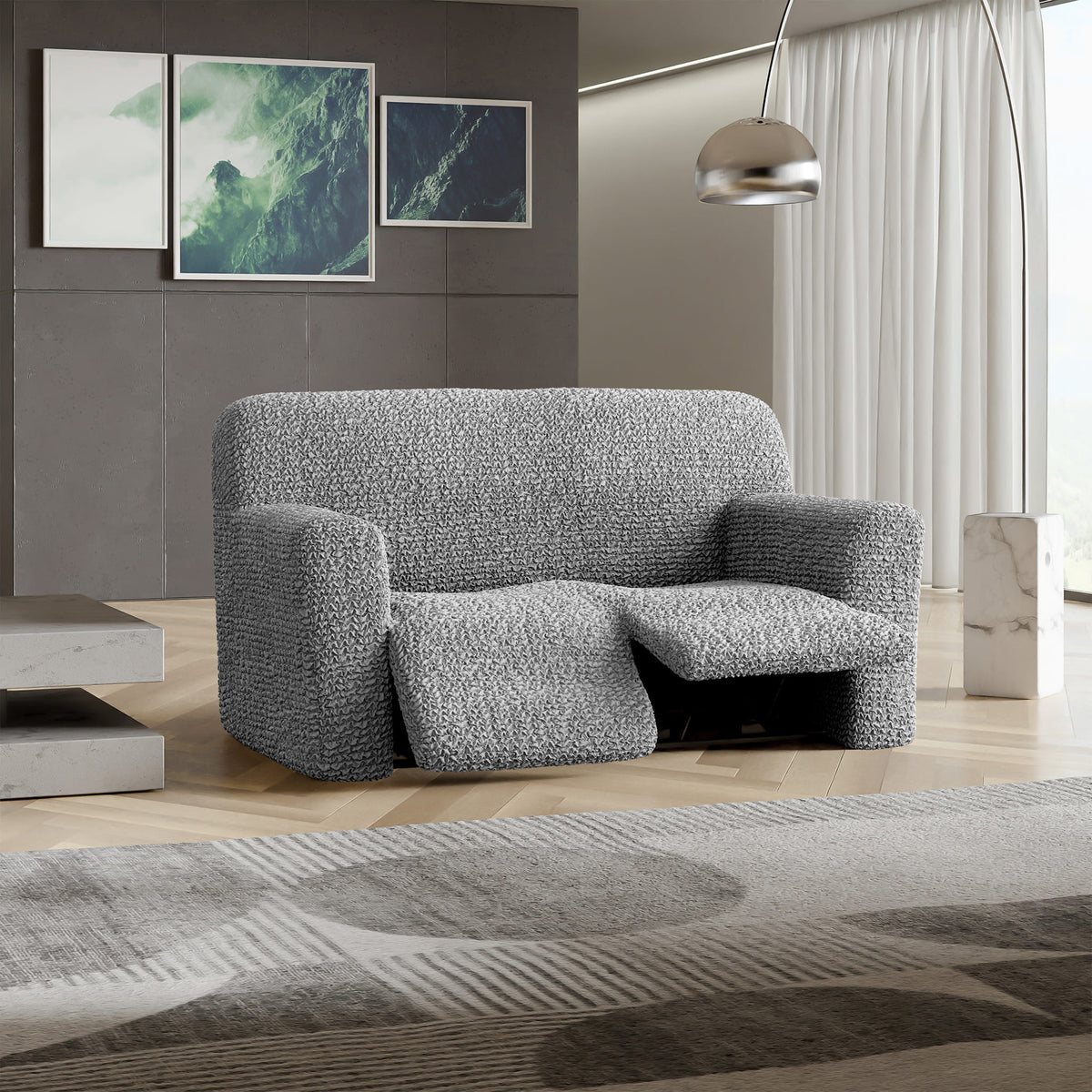 2 Seater Recliner Slipcover, Comfort Collection – Ash, interior view 1 | Ash