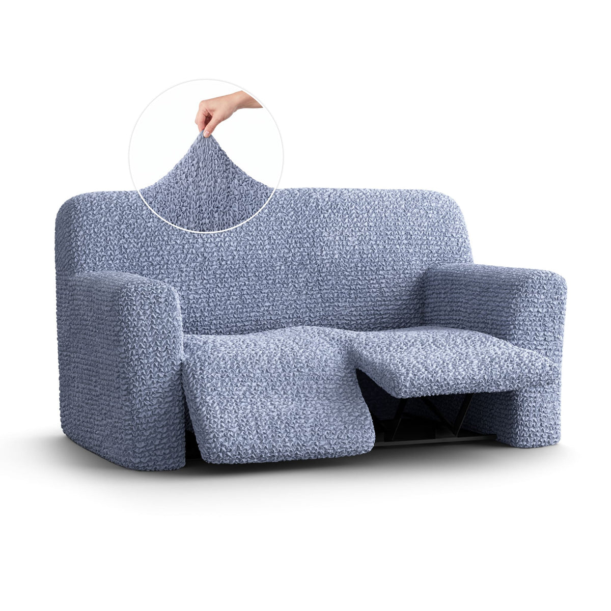 2 Seater Recliner Slipcover, Comfort Collection – Blue, front view | Blue