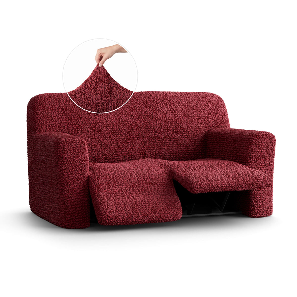 2 Seater Recliner Slipcover, Comfort Collection – Burgundy, front view | Burgundy