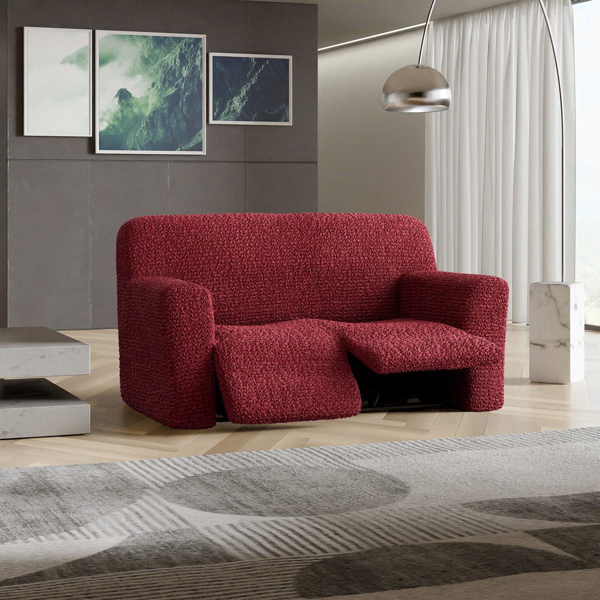 2 Seater Recliner Slipcover, Comfort Collection – Burgundy, interior view 1 | Burgundy