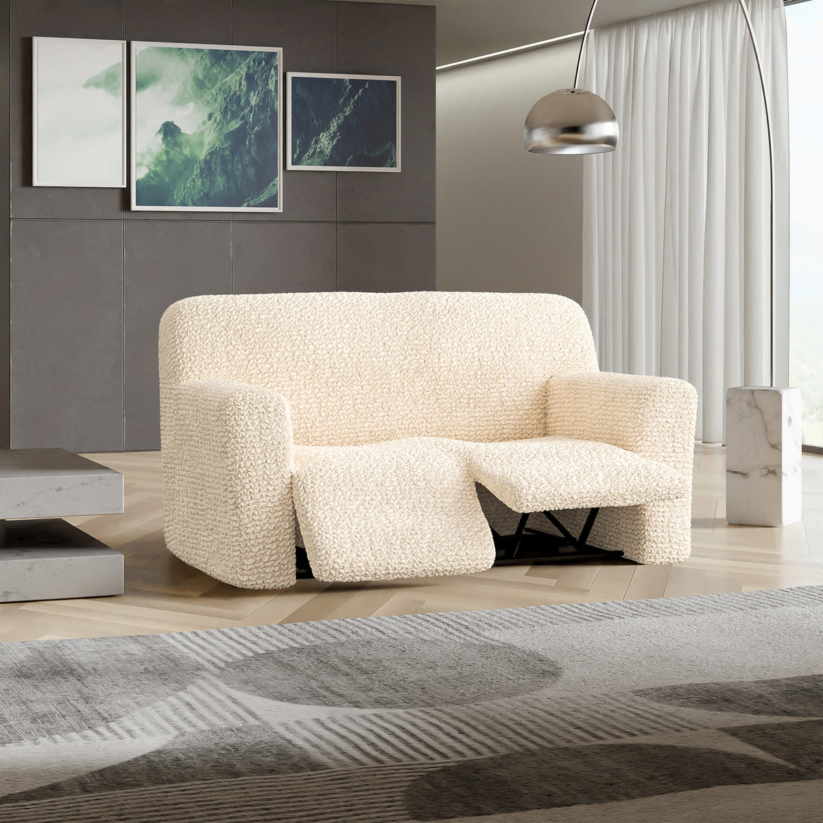 2 Seater Recliner Slipcover, Comfort Collection – Cream, interior view 1 | Cream