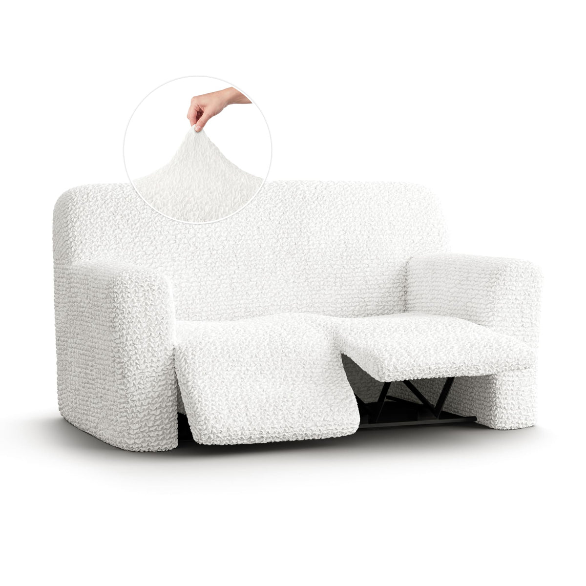 2 Seater Recliner Slipcover, Comfort Collection – Crisp White, front view | Crisp White