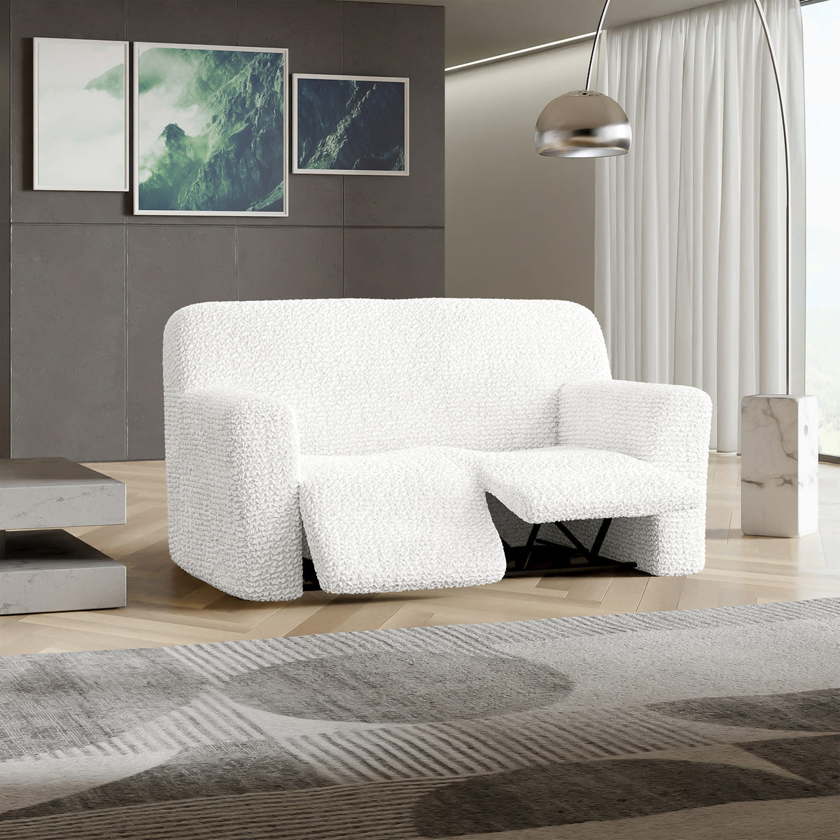 2 Seater Recliner Slipcover, Comfort Collection – Crisp White, interior view 1 | Crisp White