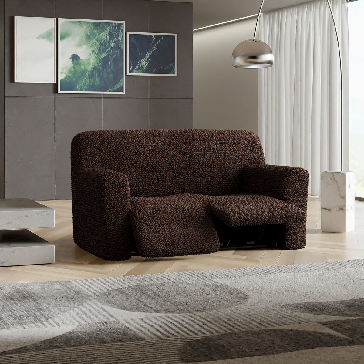 2 Seater Recliner Slipcover, Comfort Collection – Dark Brown, interior view 1 | Dark Brown