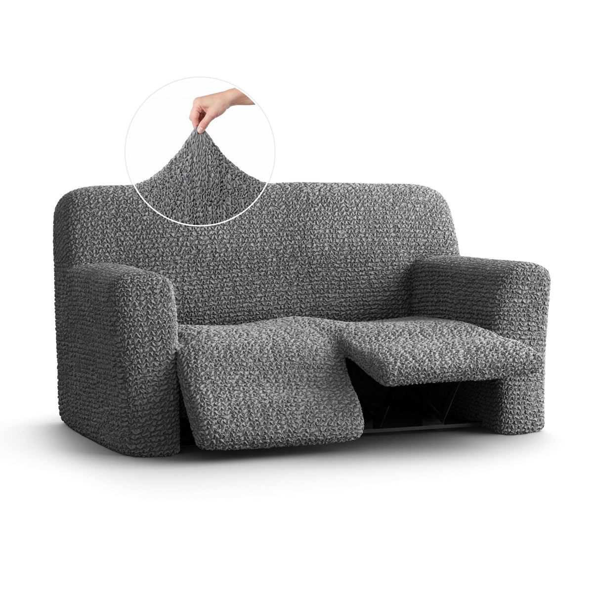 2 Seater Recliner Slipcover, Comfort Collection – Dark Grey, front view | Dark Grey
