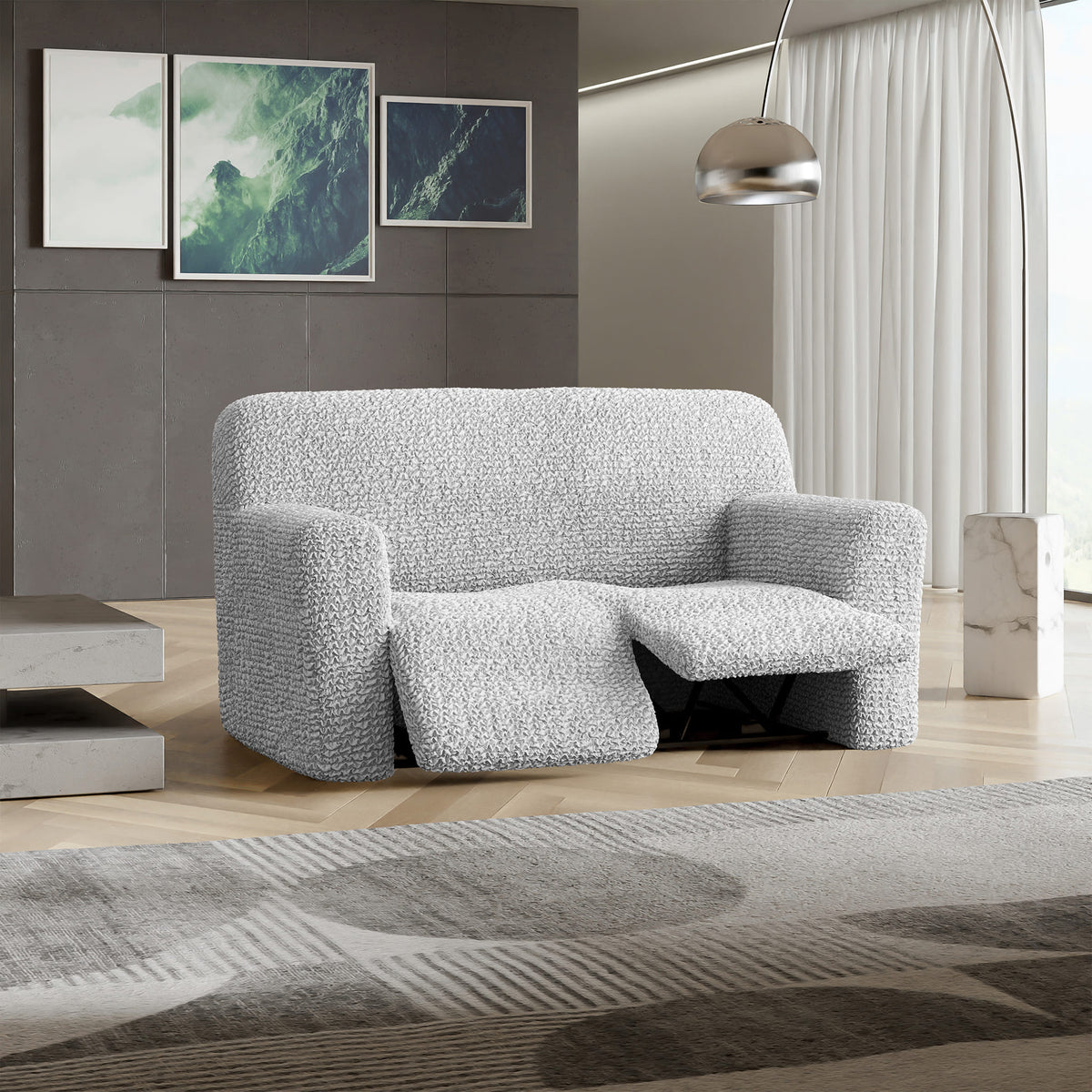 2 Seater Recliner Slipcover, Comfort Collection – Light Grey, interior view 1 | Light Grey