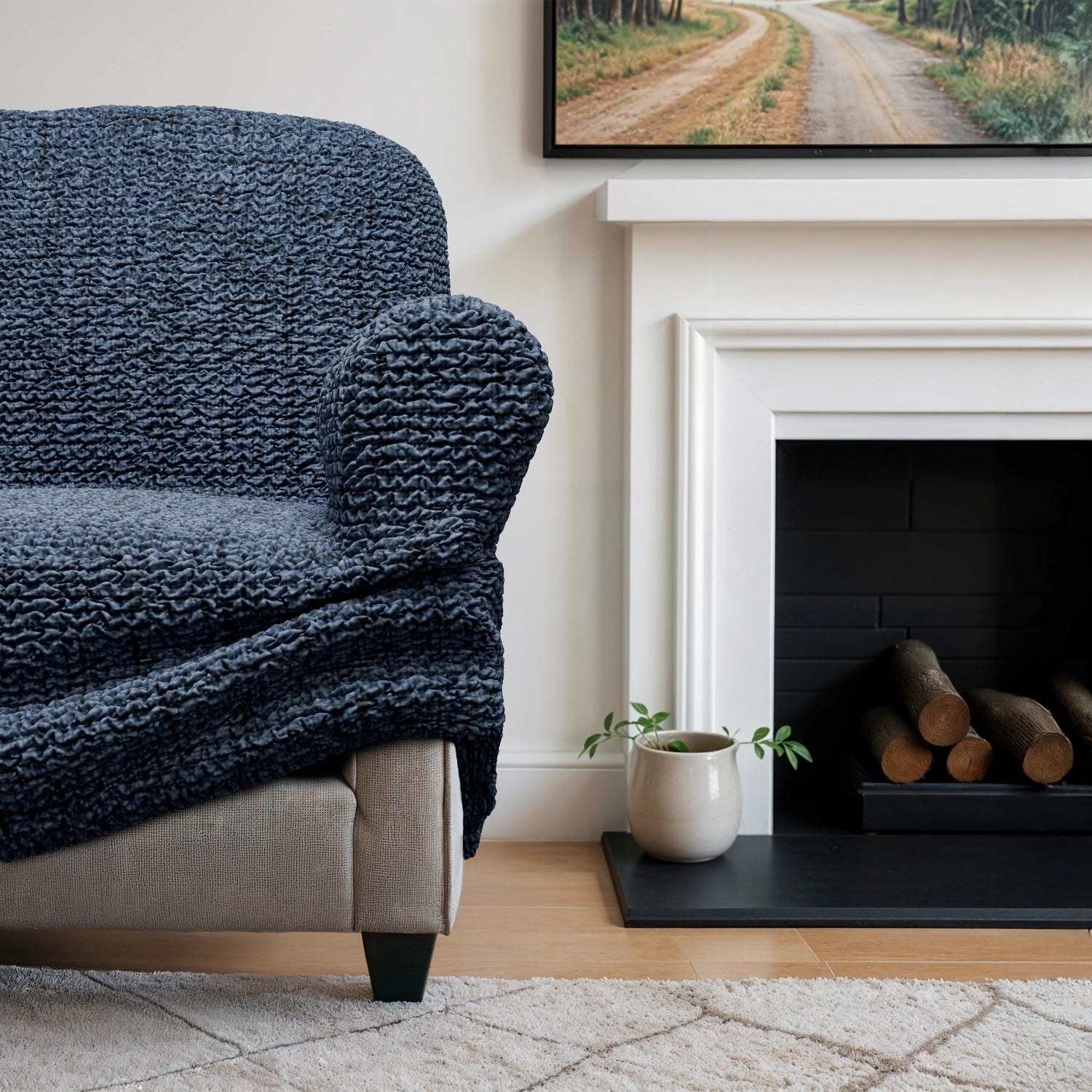 Vittoria Blue Reclining Armchair Slipcover, Microfibra Printed Collection