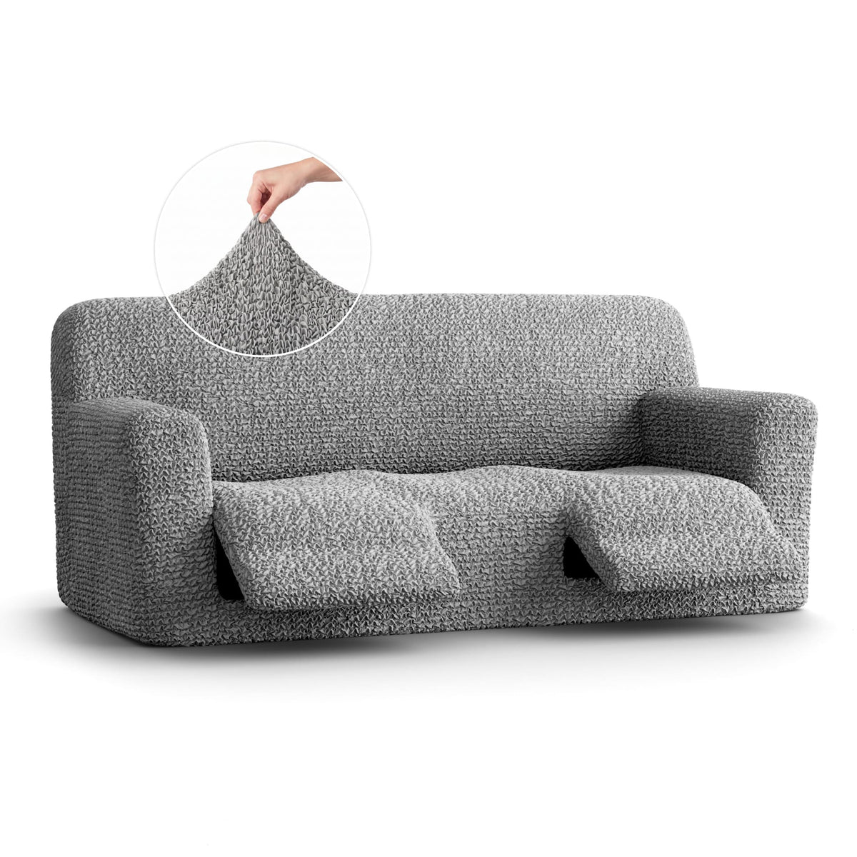 3 Seater Recliner Slipcover, Comfort Collection – Ash, front view | Ash
