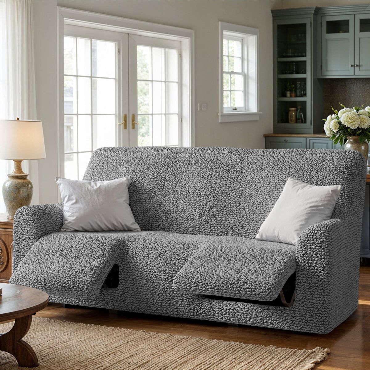 3 Seater Recliner Slipcover, Comfort Collection – Ash, interior view 1 | Ash