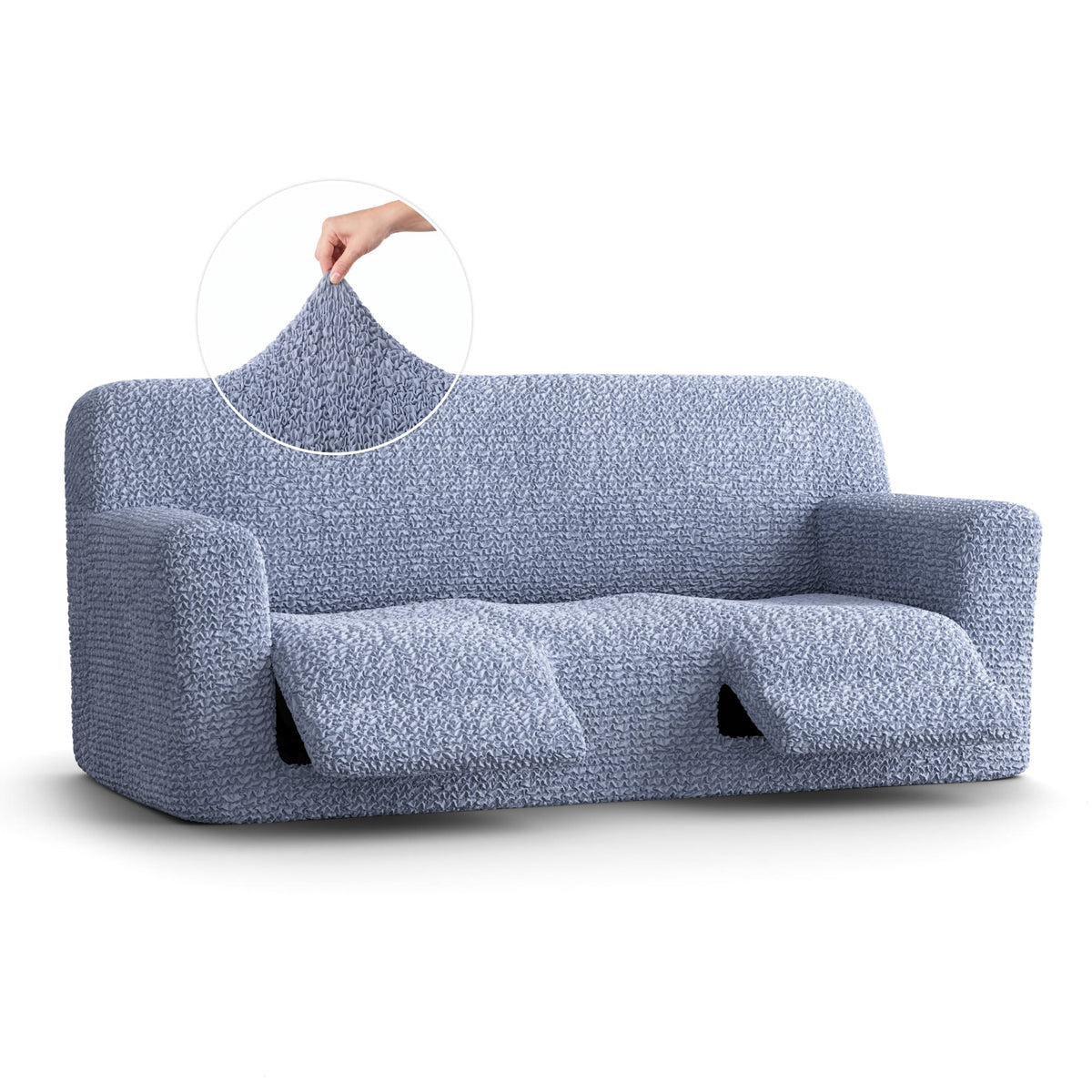 3 Seater Recliner Slipcover, Comfort Collection – Blue, front view | Blue
