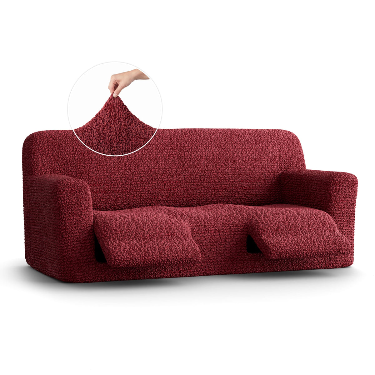 3 Seater Recliner Slipcover, Comfort Collection – Burgundy, front view | Burgundy