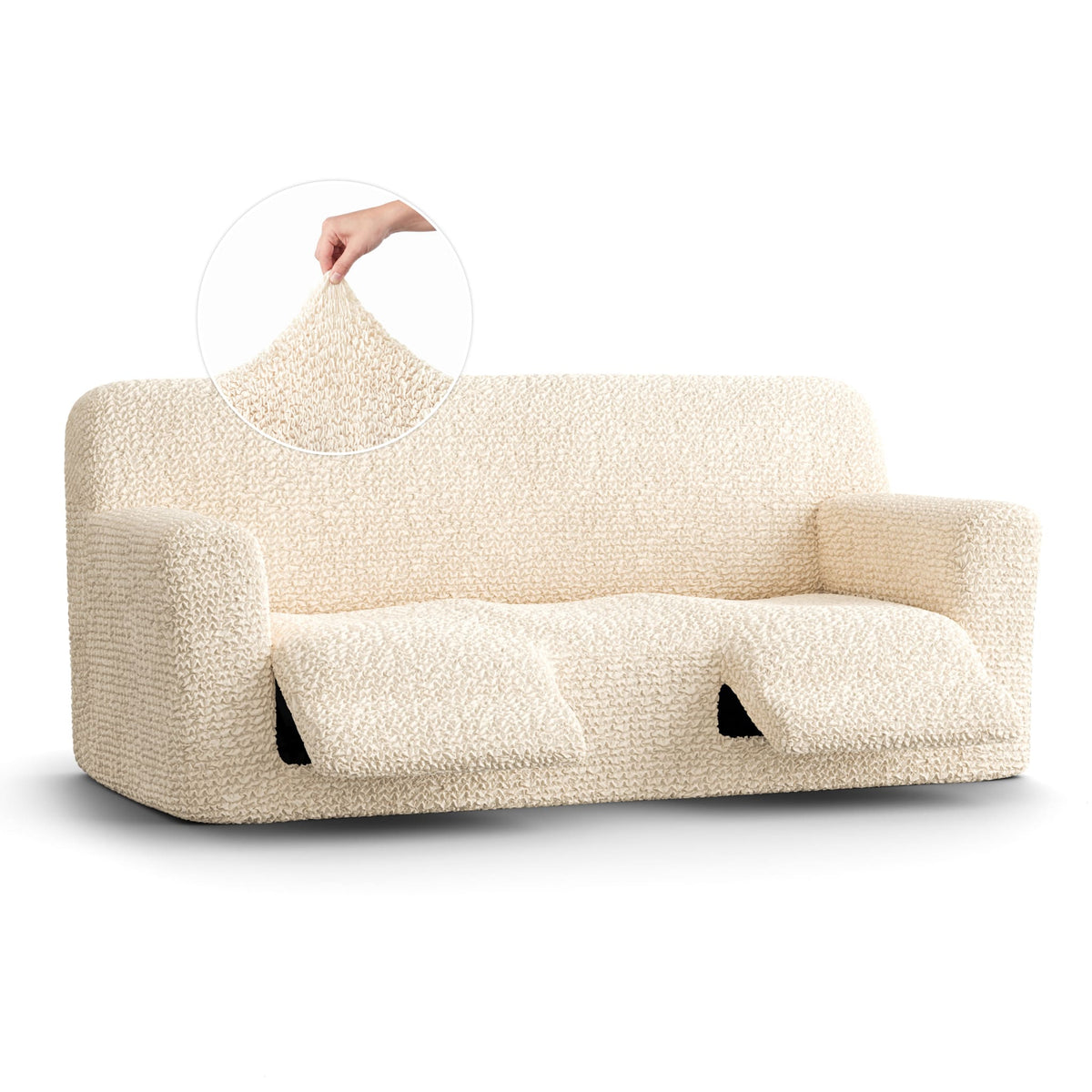 3 Seater Recliner Slipcover, Comfort Collection – Cream, front view | Cream