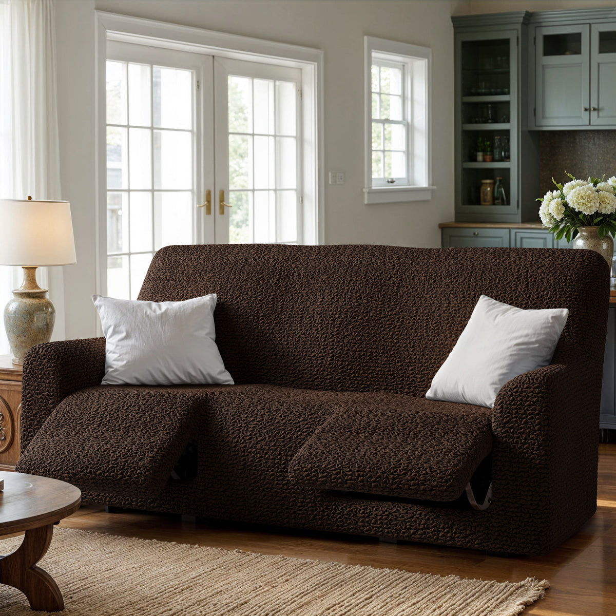 3 Seater Recliner Slipcover, Comfort Collection – Dark Brown, interior view 1 | Dark Brown