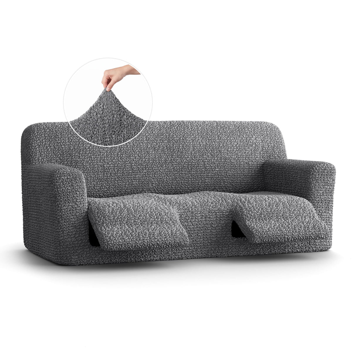 3 Seater Recliner Slipcover, Comfort Collection – Dark Grey, front view | Dark Grey