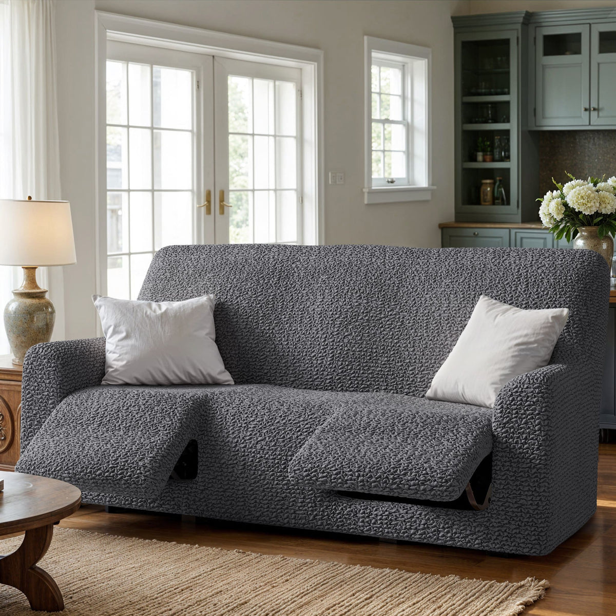3 Seater Recliner Slipcover, Comfort Collection – Dark Grey, interior view 1 | Dark Grey