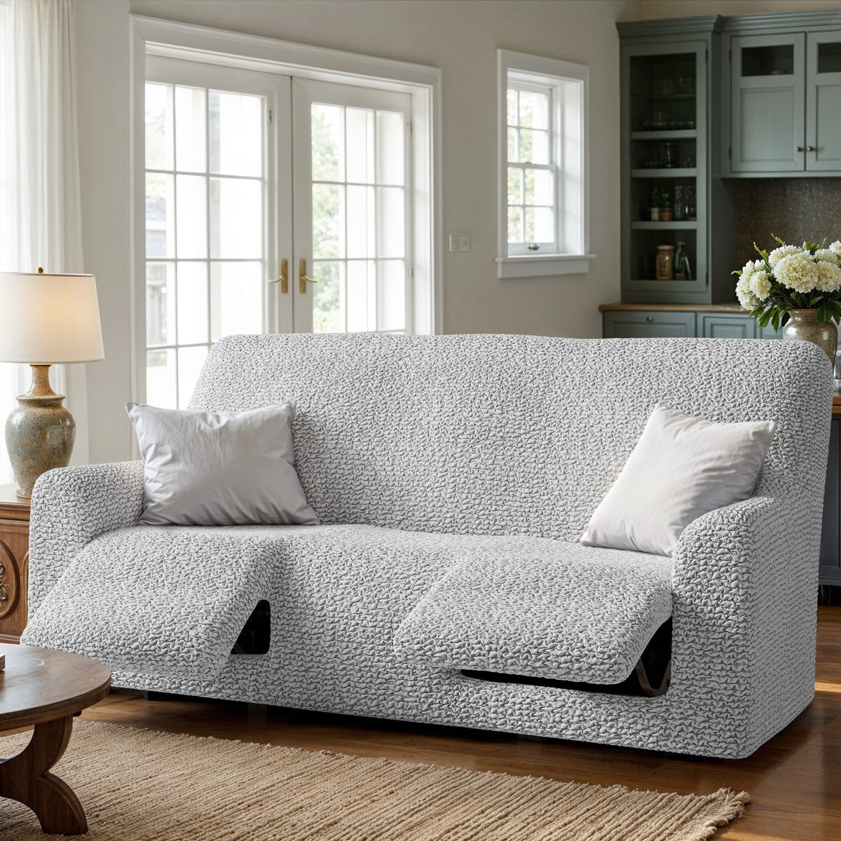 3 Seater Recliner Slipcover, Comfort Collection – Light Grey, interior view 1 | Light Grey