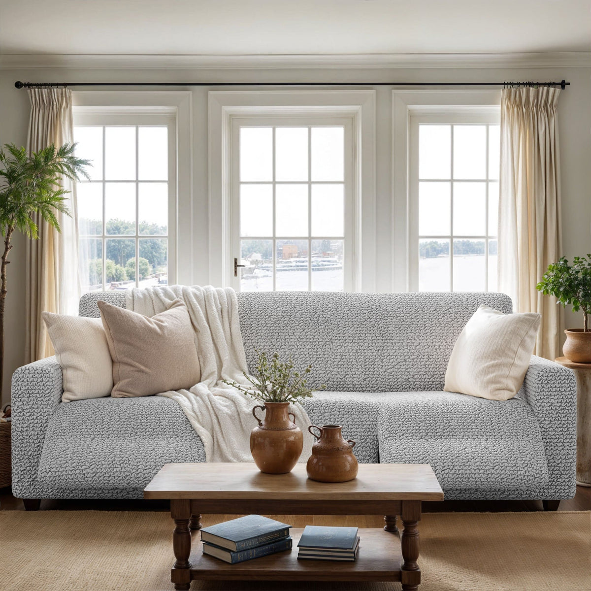 3 Seater Recliner Slipcover, Comfort Collection – Light Grey, interior view 3 | Light Grey