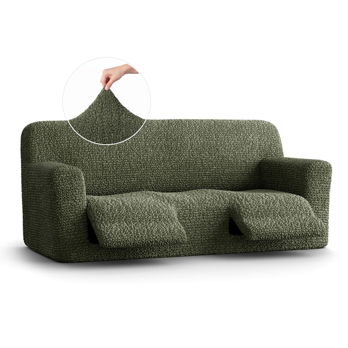 3 Seater Recliner Slipcover, Comfort Collection – Moss Green, front view | Moss Green