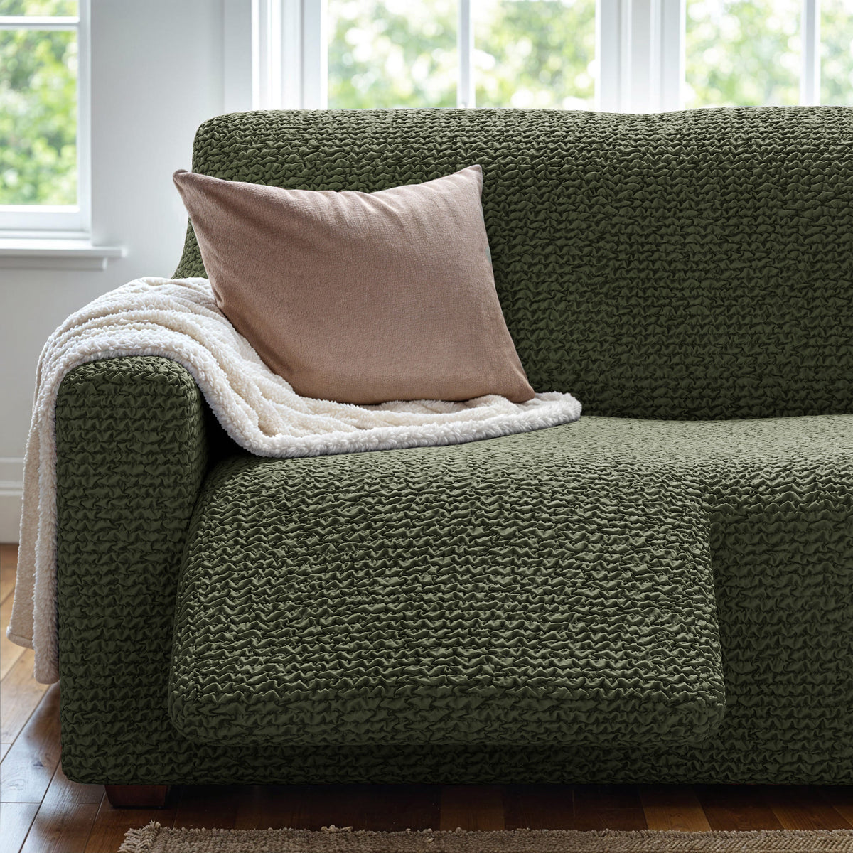 3 Seater Recliner Slipcover, Comfort Collection – Moss Green, interior view 2 | Moss Green