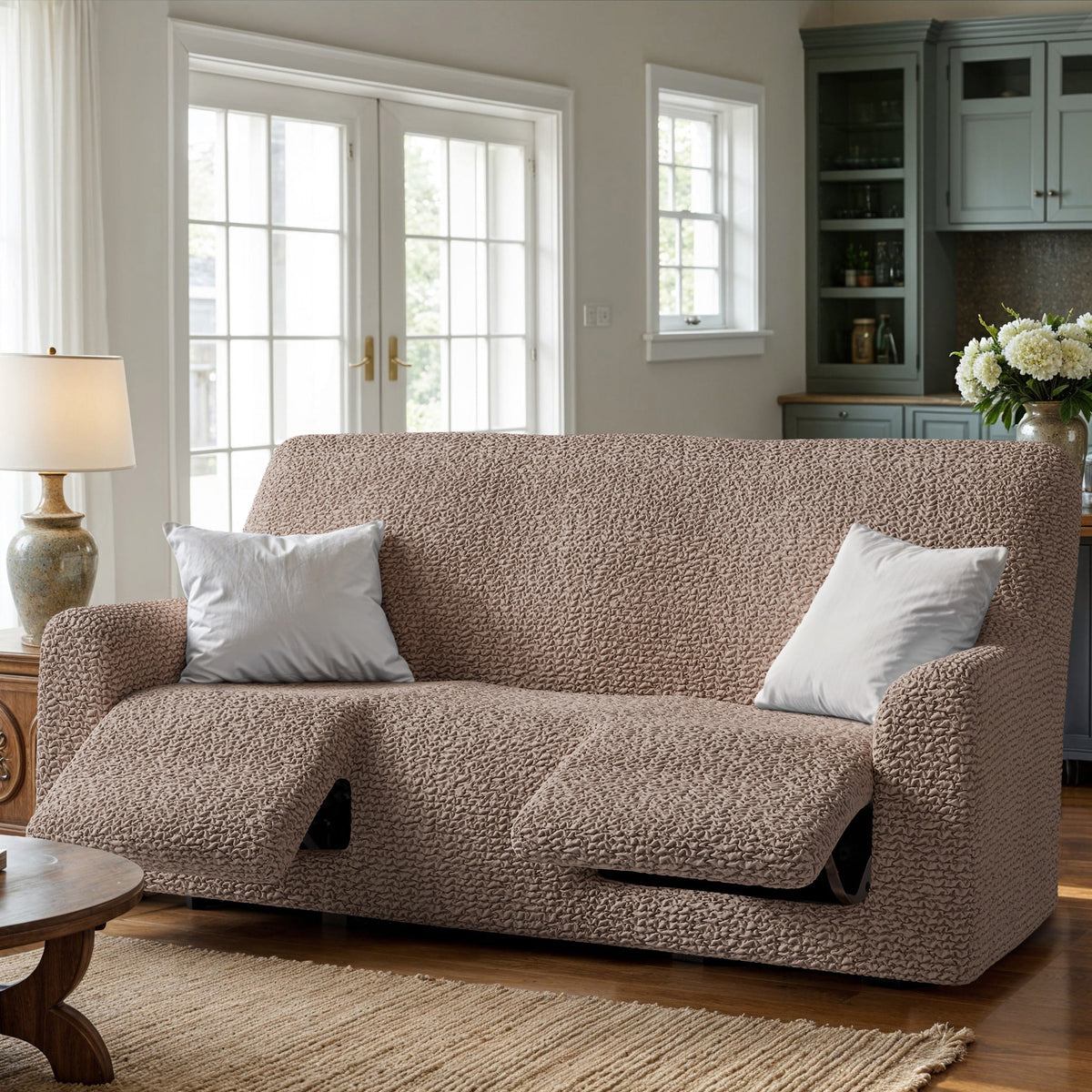 3 Seater Recliner Slipcover, Comfort Collection – Soft Taupe, interior view 1 | Soft Taupe