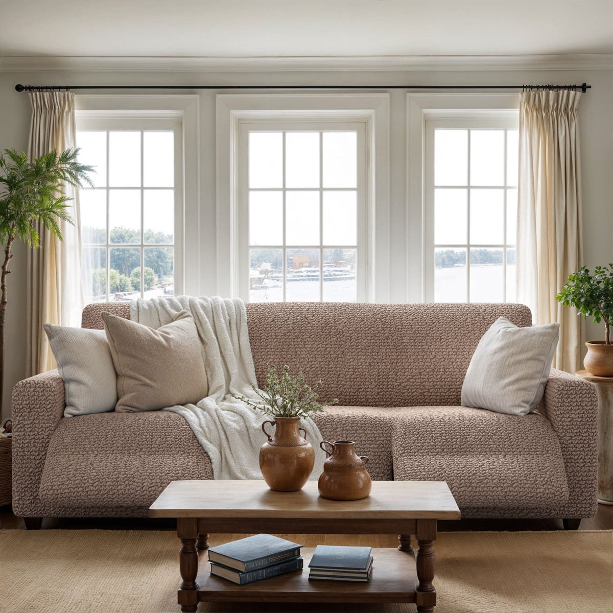 3 Seater Recliner Slipcover, Comfort Collection – Soft Taupe, interior view 3 | Soft Taupe