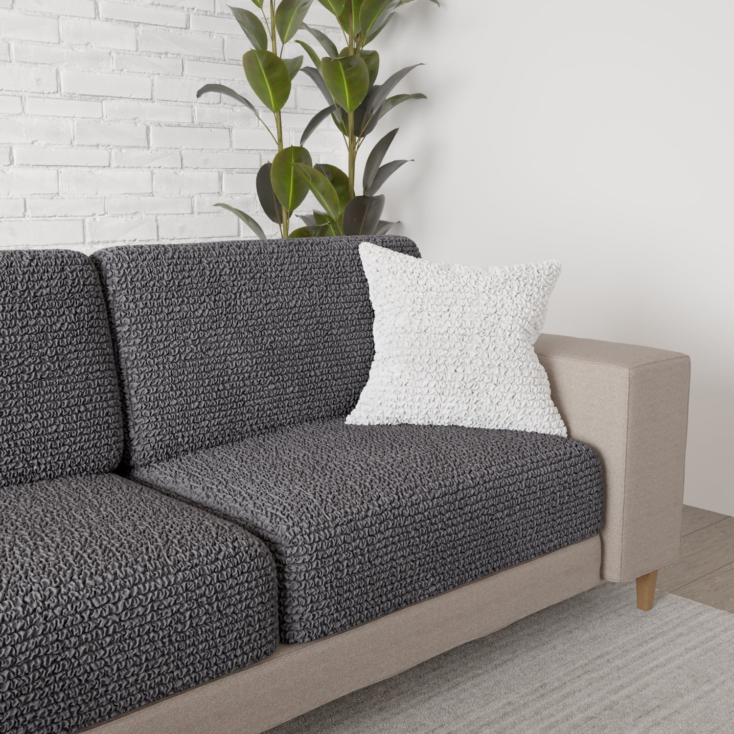 Light Grey Chaise Seat Cushion Cover, Microfibra Collection