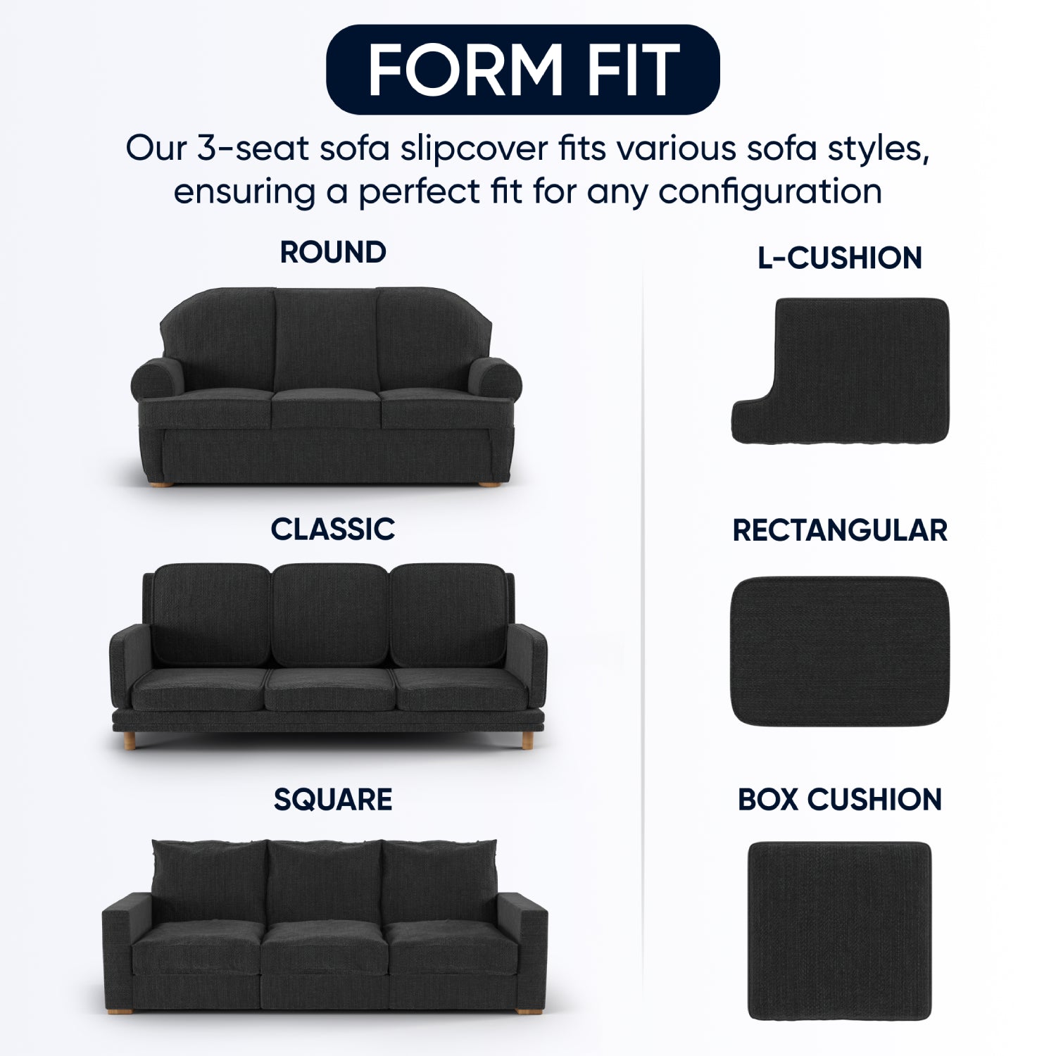  Sofa 3 Seater Slipcover, Fuco Cotton Collection