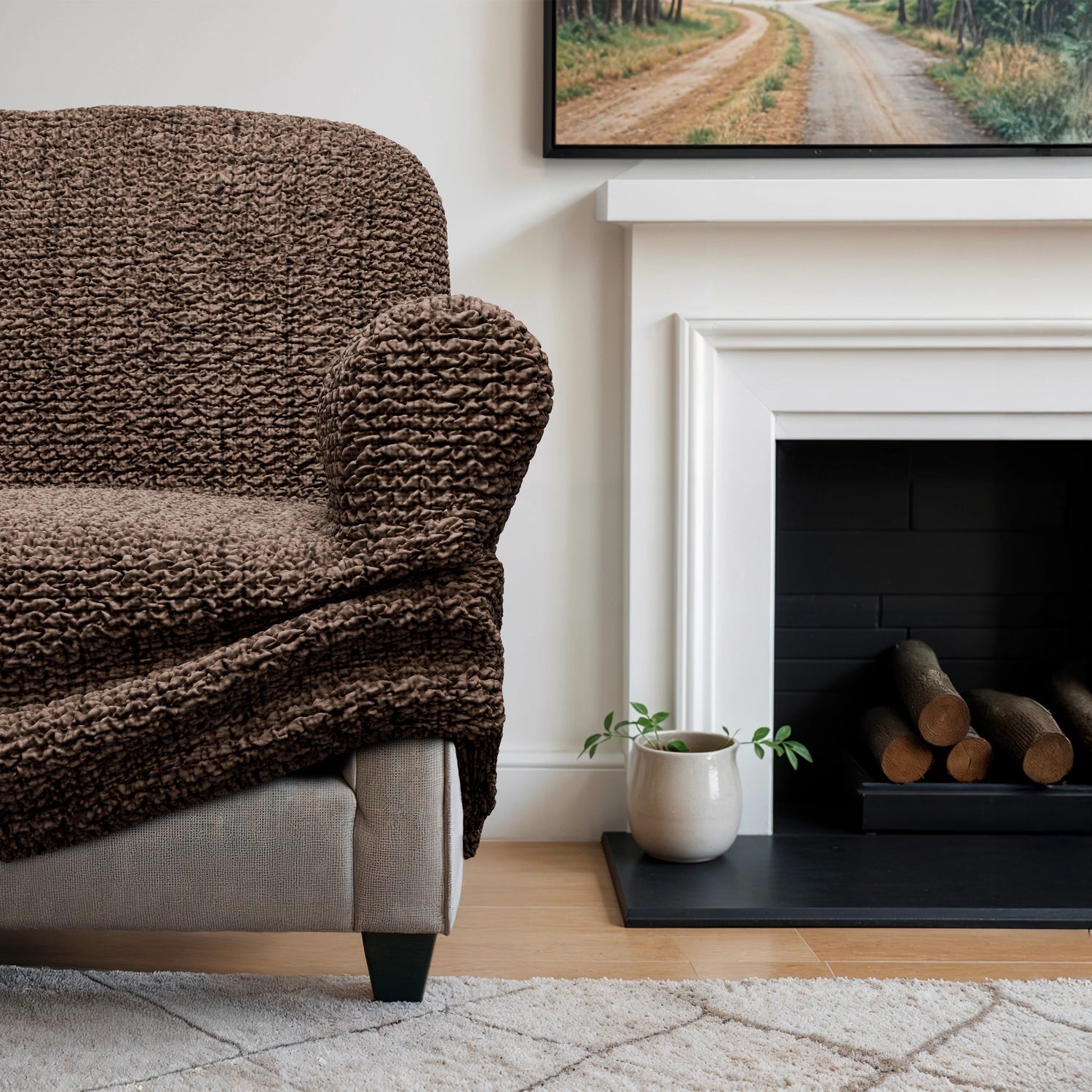 Vittoria Brown Reclining Armchair Slipcover, Microfibra Printed Collection