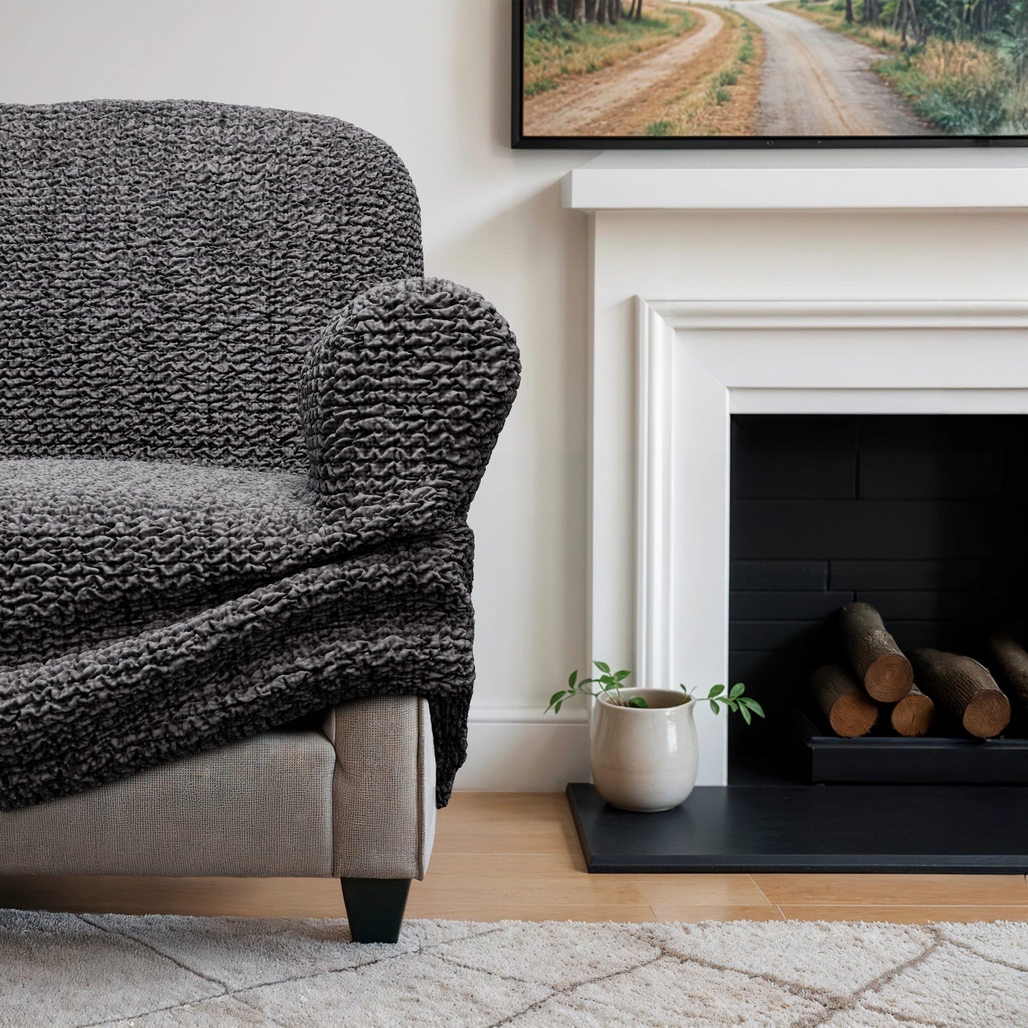 Vittoria Grey Reclining Armchair Slipcover, Microfibra Printed Collection