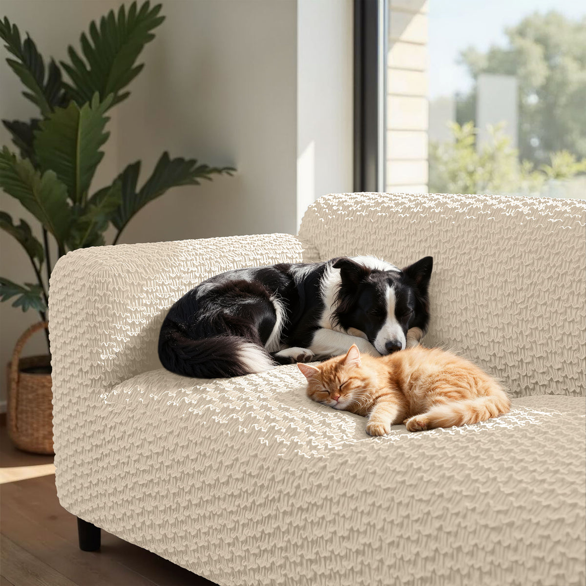Sofa 4 Seater Slipcover, Embrace Collection – Cream, lifestyle view | Cream