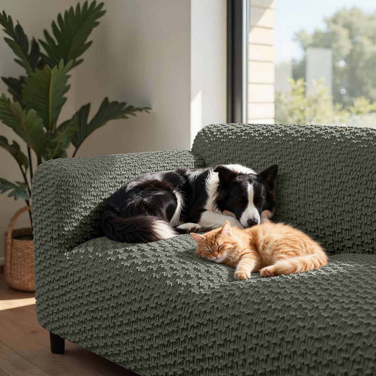 Sofa 4 Seater Slipcover, Embrace Collection – Moss Green, lifestyle view | Moss Green