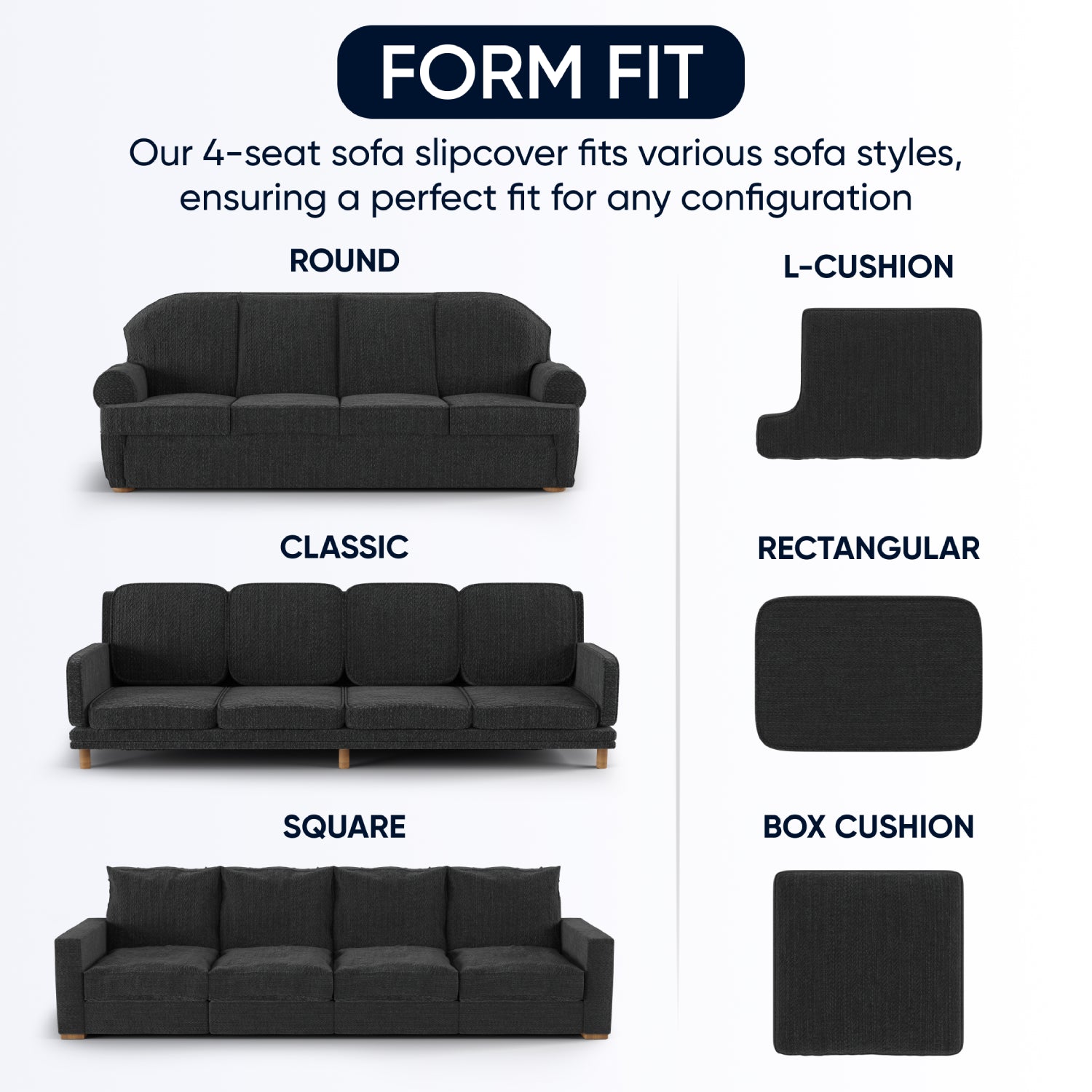  Sofa 4 Seater Slipcover, Goffrato Velvet Collection