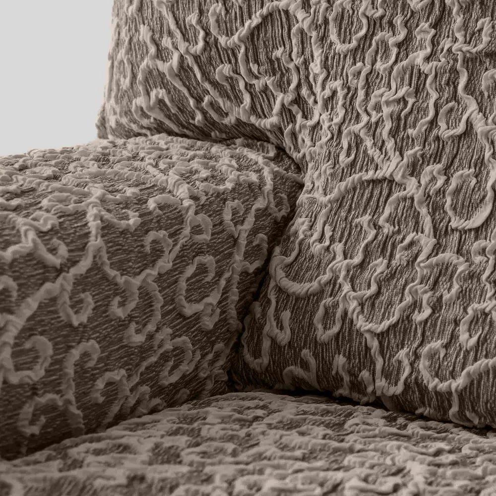 Brown Arabesco Reclining Armchair Slipcover, Jacquard 3D Collection