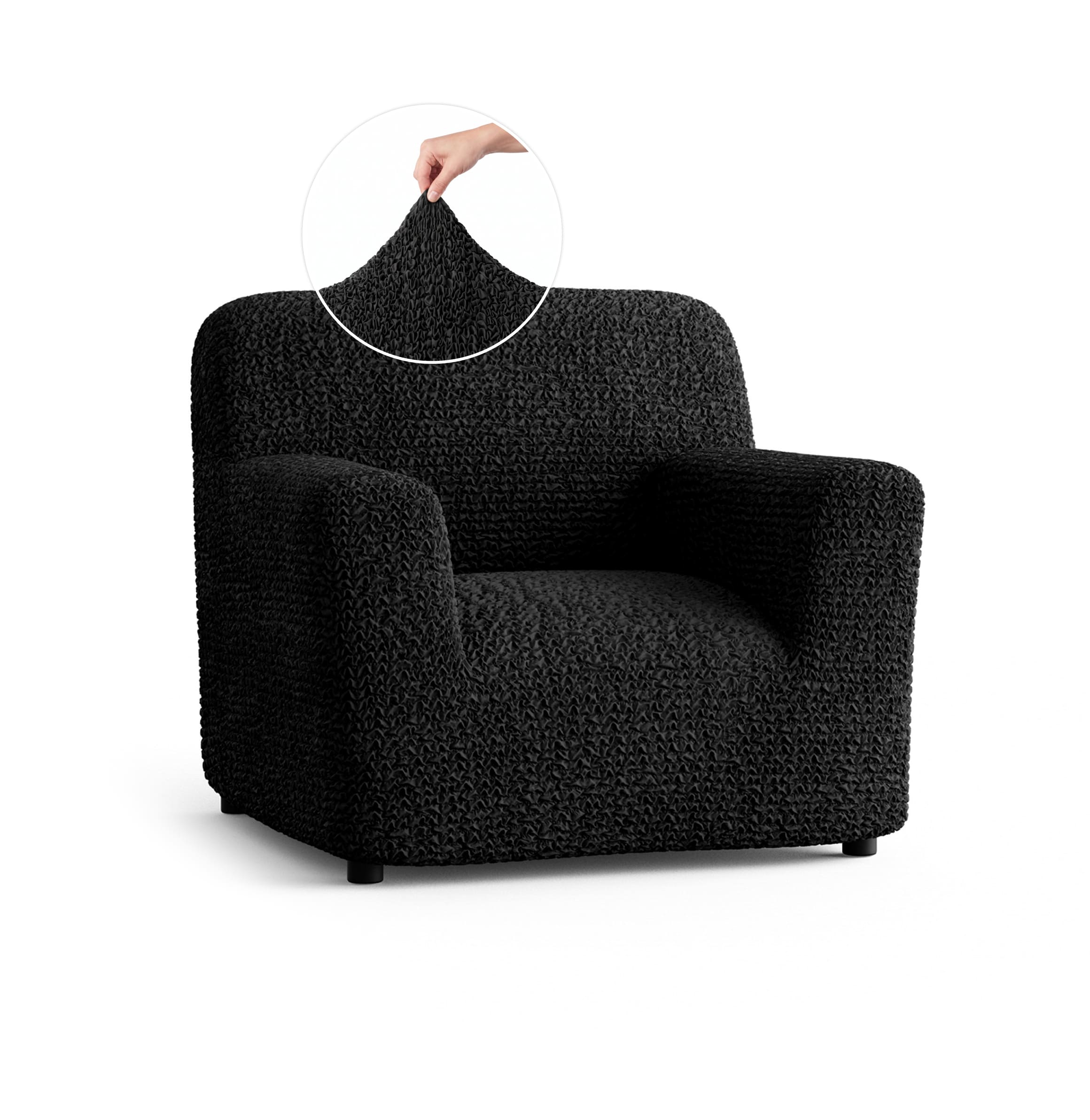 Armchair Slipcover, Comfort Collection – Black, front view | Black