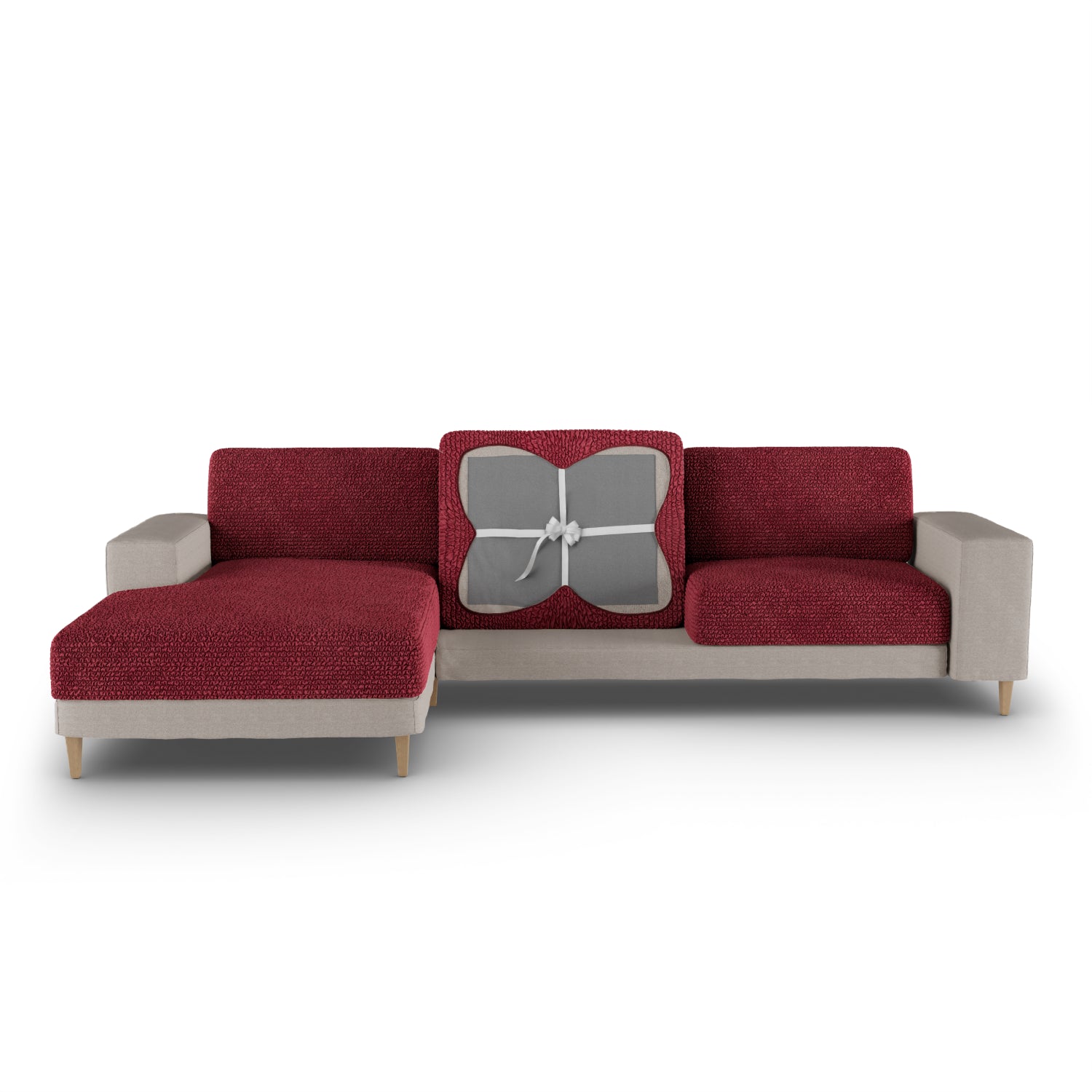 Burgundy Chaise Seat Cushion Cover, Microfibra Collection