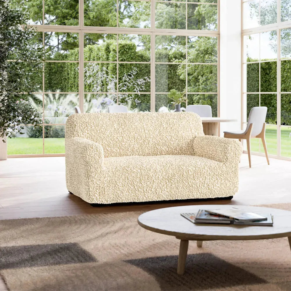 Cream Loveseat 2 Seater Slipcover, Fuco Cotton Collection