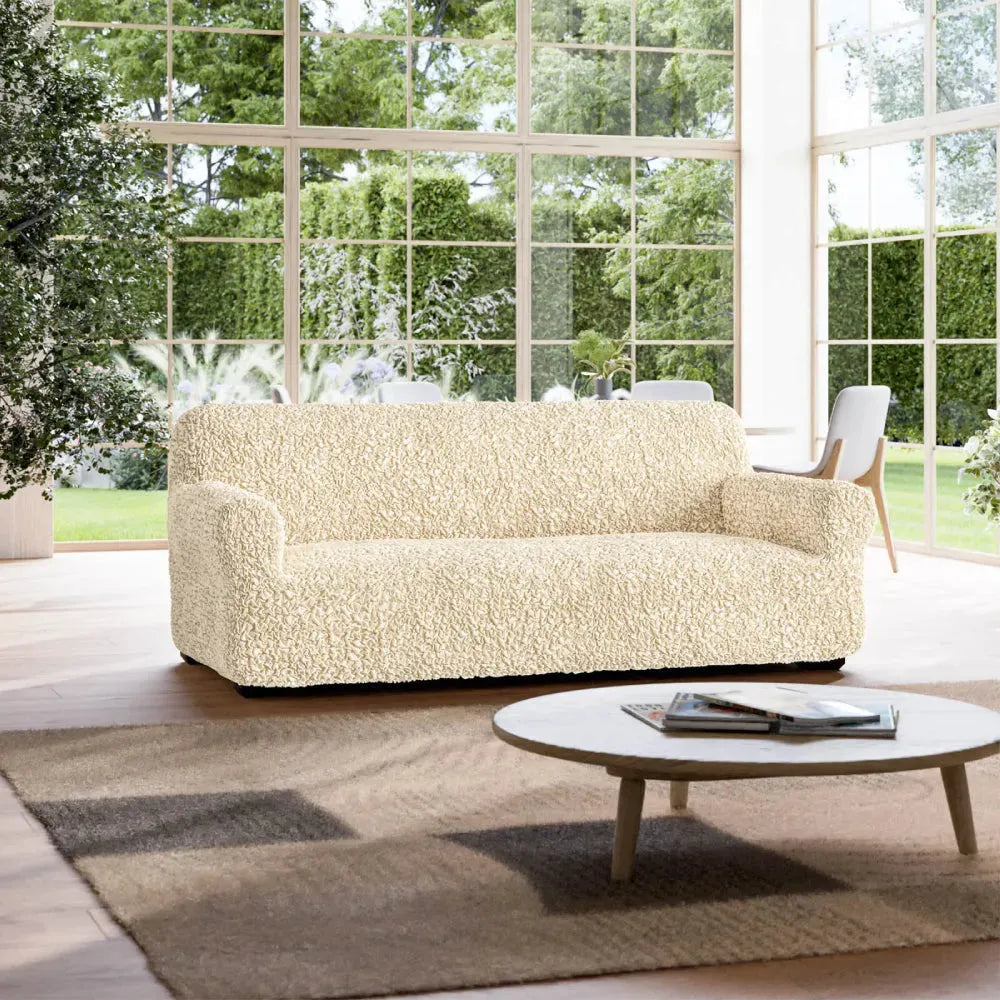 Cream Sofa 3 Seater Slipcover, Fuco Cotton Collection