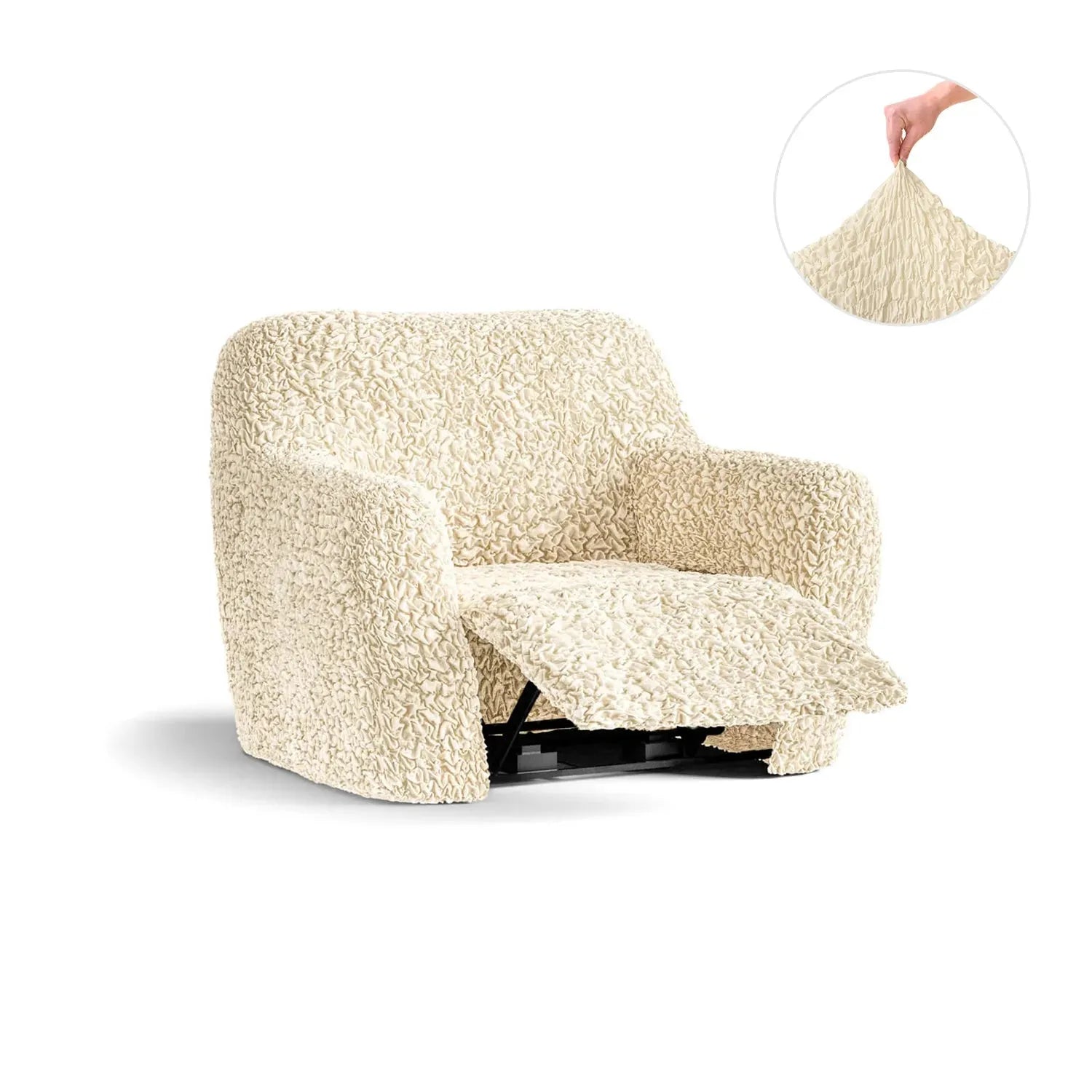 Cream Reclining Armchair Slipcover, Fuco Cotton Collection