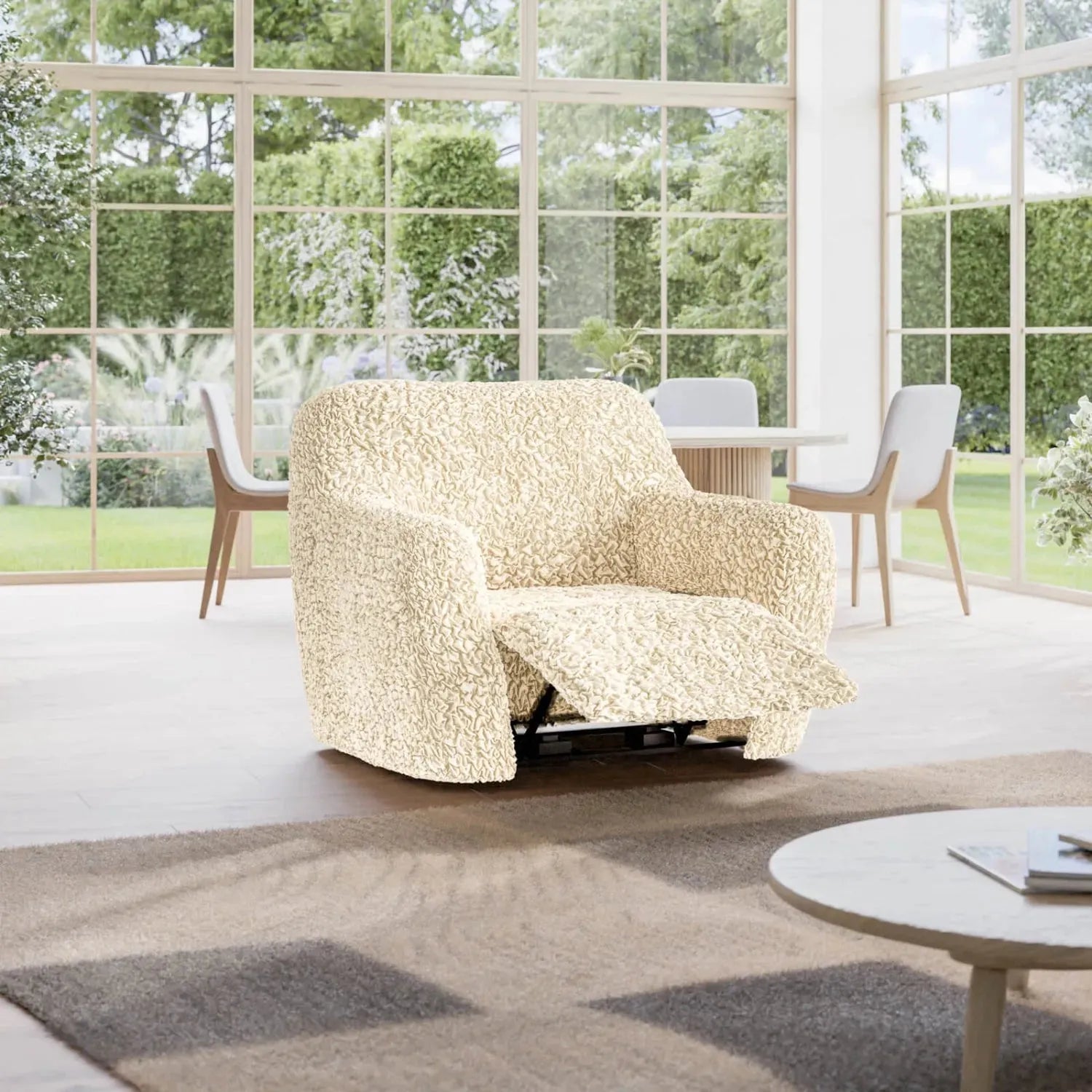 Cream Reclining Armchair Slipcover, Fuco Cotton Collection