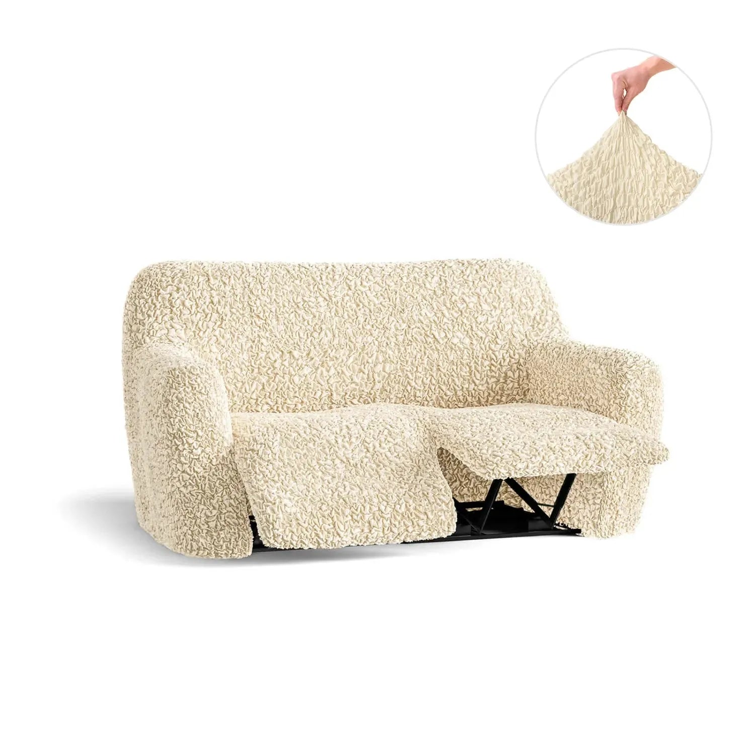 Cream 2 Seater Recliner Slipcover, Fuco Cotton Collection