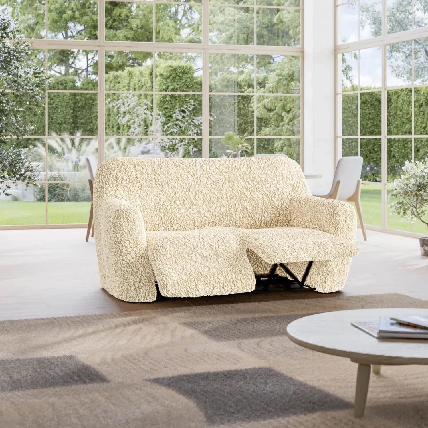 Cream 2 Seater Recliner Slipcover, Fuco Cotton Collection