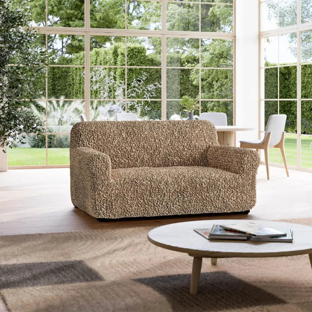 Tan Loveseat 2 Seater Slipcover, Fuco Cotton Collection