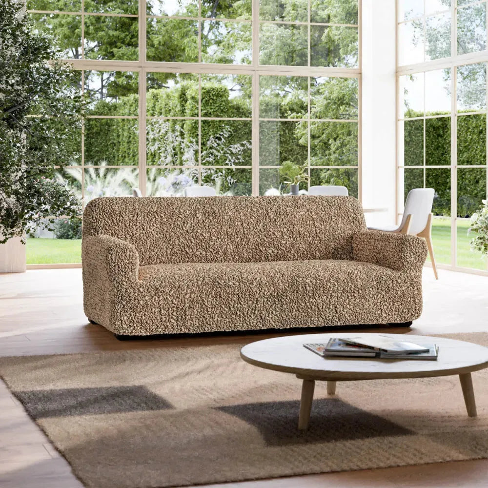 Tan Sofa 3 Seater Slipcover, Fuco Cotton Collection