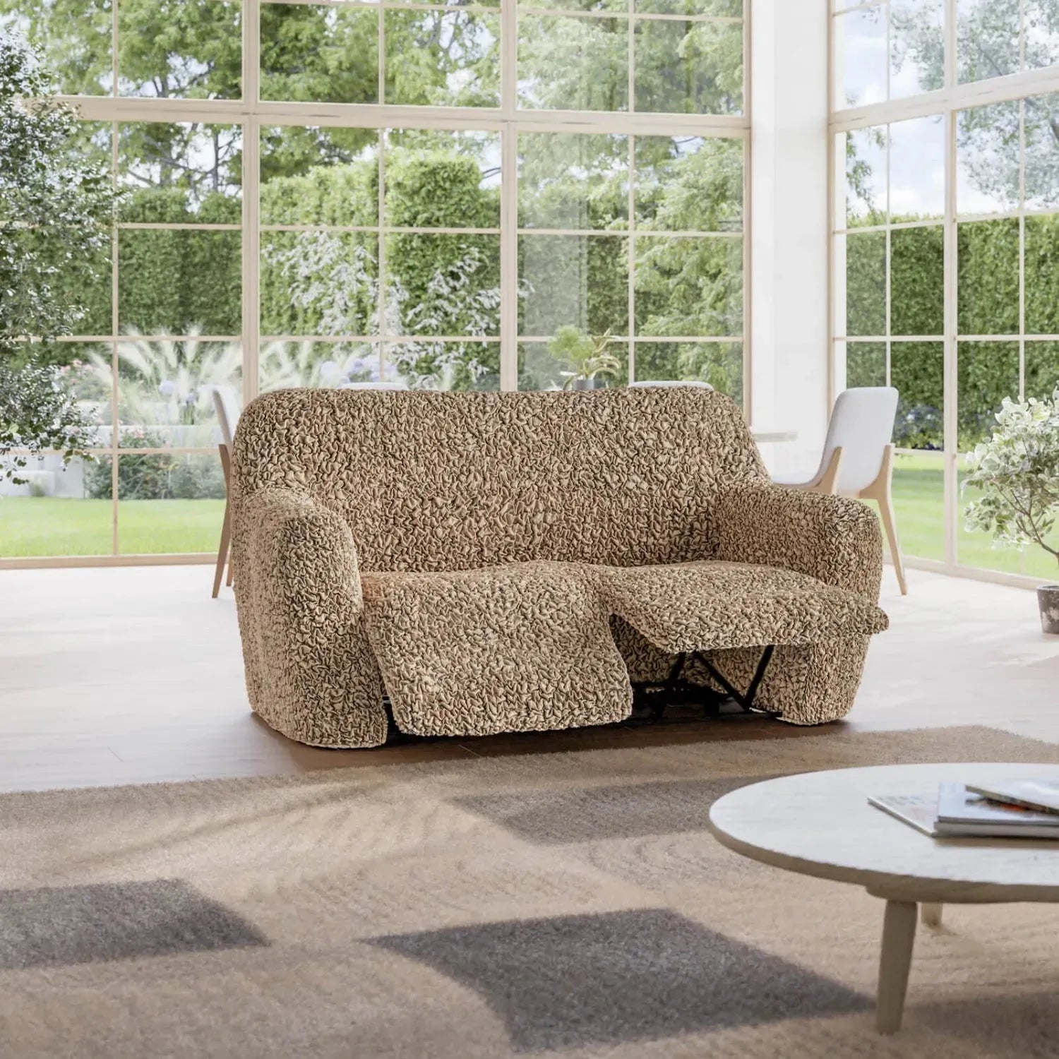 Tan 2 Seater Recliner Slipcover, Fuco Cotton Collection